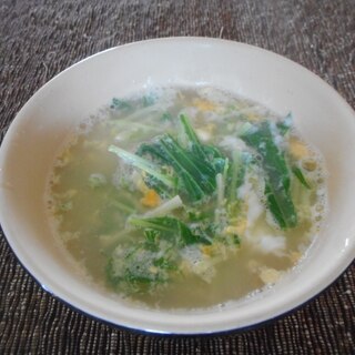 水菜と干しエビの卵スープ